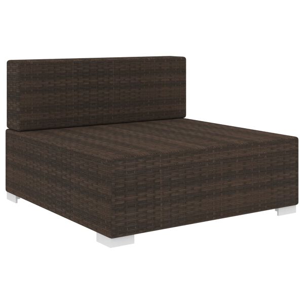 vidaXL Modular-Sofa-Mittelteil 1 Stk. + Auflagen Poly Rattan Braun