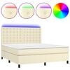 vidaXL Boxspringbett mit Matratze & LED Creme 180x200 cm Kunstleder