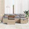 vidaXL Garten-Sofa-Set mit Kissen mit Speicher 6 pcs Beige Poly Rattan