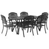 vidaXL Garten Essgruppe 7 pcs Schwarz Aluminium