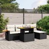 vidaXL 6-tlg. Garten-Sofagarnitur mit Kissen Schwarz Poly Rattan