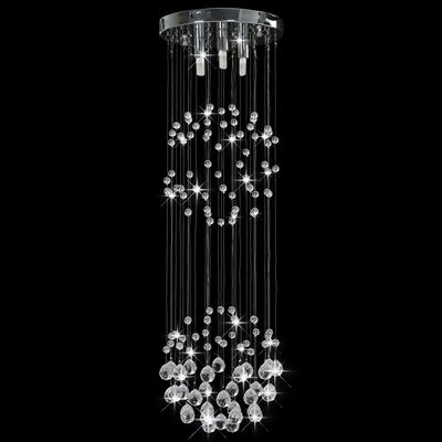 vidaXL Deckenleuchte mit Kristallperlen Silbern Kugel 3x G9 Glühbirnen