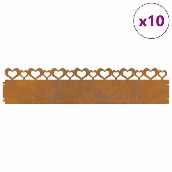 vidaXL Rasenkanten 10 pcs Rostig 103 x 0,05 x 22 cm Wetterfeststahl
