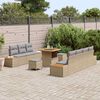 vidaXL Gartensofa-set mit Kissen mit Speicher 10 pcs Beige Poly Rattan