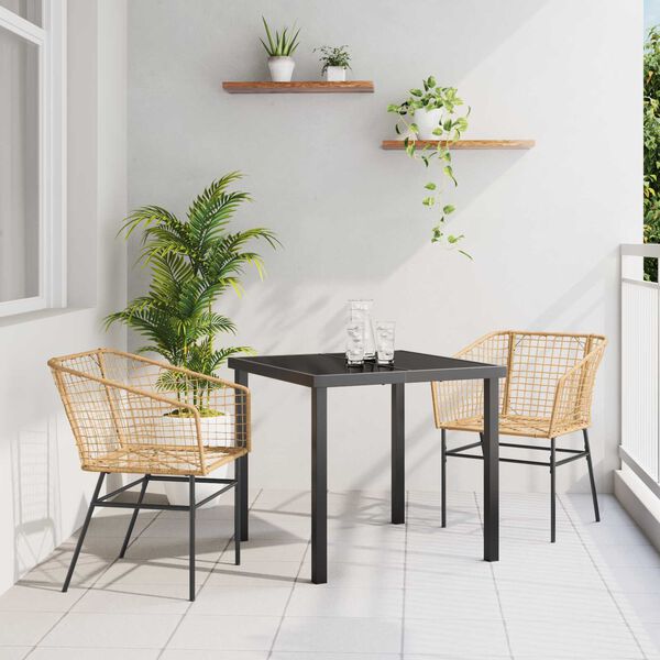 vidaXL Garten Essgruppe 3 pcs Braun Poly-Rattan