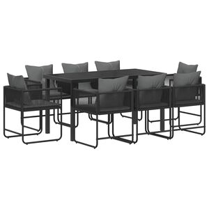 vidaXL Garten Essgruppe 9 pcs Schwarz und Anthrazit 160 x 80 x 73 cm