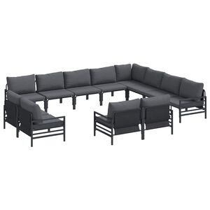 vidaXL Gartensofa-set 12 stk. Schwarz Stahl