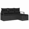 vidaXL Garten-Sofa-Set mit Kissen 4 pcs Schwarz Poly Rattan