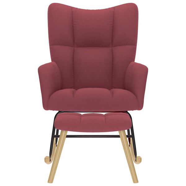 vidaXL Schaukelstuhl mit Fu&szlig;hocker Weinrot Stoff