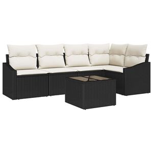 vidaXL Gartensofa-set mit Kissen 6 pcs Braun und Creme Poly-Rattan