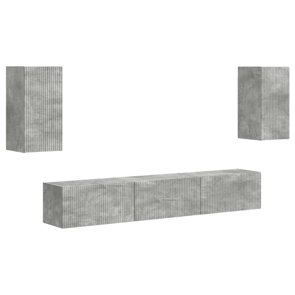 vidaXL TV-Schrankset Wandmontiert 5 pcs Beton Grau Holzwerkstoff