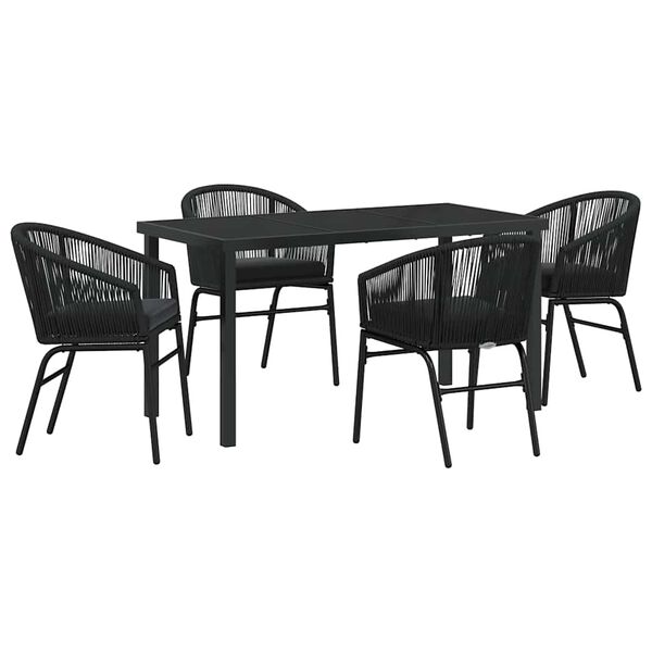vidaXL Garten Essgruppe 5 pcs Schwarz Pulverbeschichteter Stahl