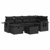vidaXL 7-tlg. Garten-Sofagarnitur mit Kissen Schwarz Poly Rattan