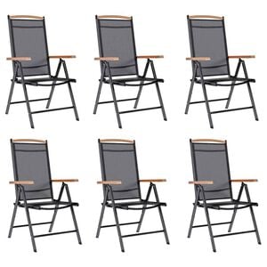 vidaXL Klappst&uuml;hle, 6 St&uuml;ck, Textilene, Schwarz