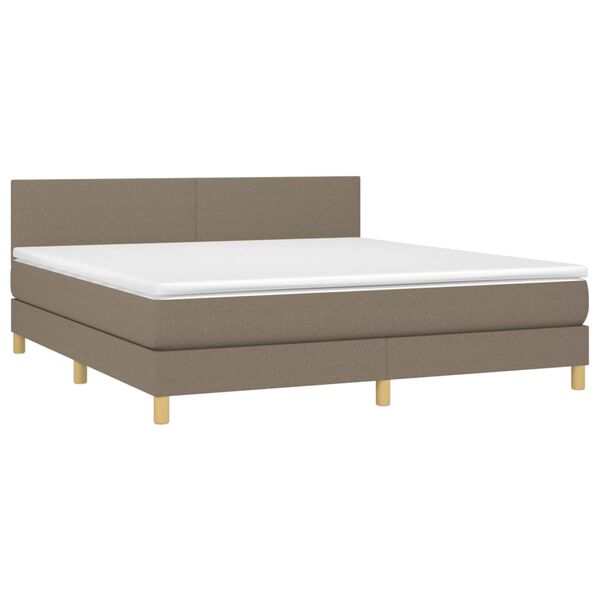 vidaXL Boxspringbett mit Matratze Taupe 180x200 cm Stoff