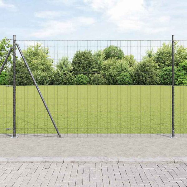 vidaXL Zaun mit Pfosten Grau 1,6 x 10 m Stahl und PVC