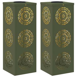 vidaXL Solar LED Weg Licht 2 pcs Olive Gr&uuml;n Kalt gewalzter Stahl