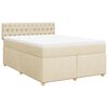 vidaXL Boxspringbett mit Matratze Creme 140x190 cm Stoff