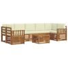 vidaXL Outdoor-Sofagarnitur 8 Stk. Natur und Creme Massivholz Akazie