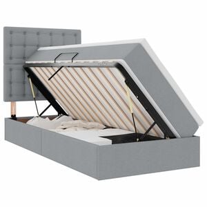 vidaXL Aufbewahrungsbett mit Matratze Hellgrau 90 x 190 cm Polyester