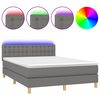 vidaXL Boxspringbett mit Matratze & LED Dunkelgrau 140x200 cm Stoff