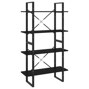 vidaXL B&uuml;cherregal 4 F&auml;cher Schwarz 80x30x140 cm Holzwerkstoff