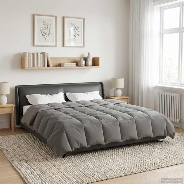 vidaXL Ganzjahresbettdecke Gepolstert Hellgrau 240 x 260 cm Mikrofaser