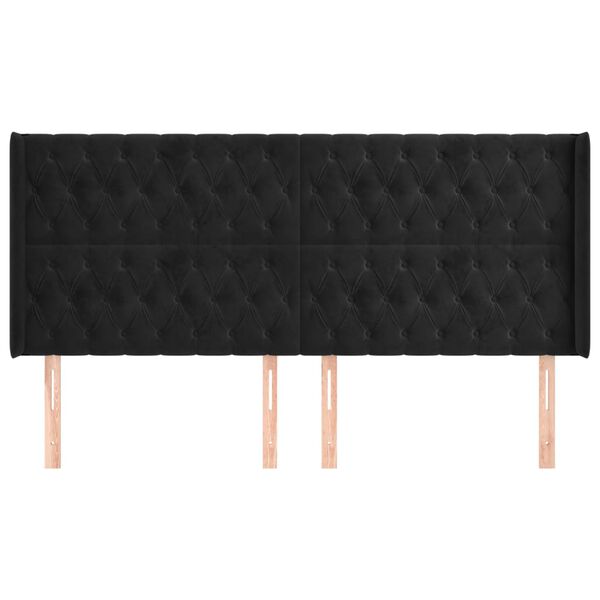 vidaXL Kopfteil mit Ohren Schwarz 183x16x118/128 cm Samt