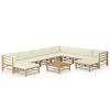 vidaXL 11-tlg. Garten-Lounge-Set mit Cremewei&szlig;en Kissen Bambus