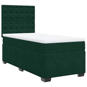 vidaXL Boxspringbett mit Matratze Dunkelgr&uuml;n 90x200 cm Samt