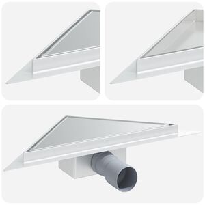 vidaXL 2 in 1 Dreiecks-Duschabfluss Silber 25 x 25 cm Edelstahl 304