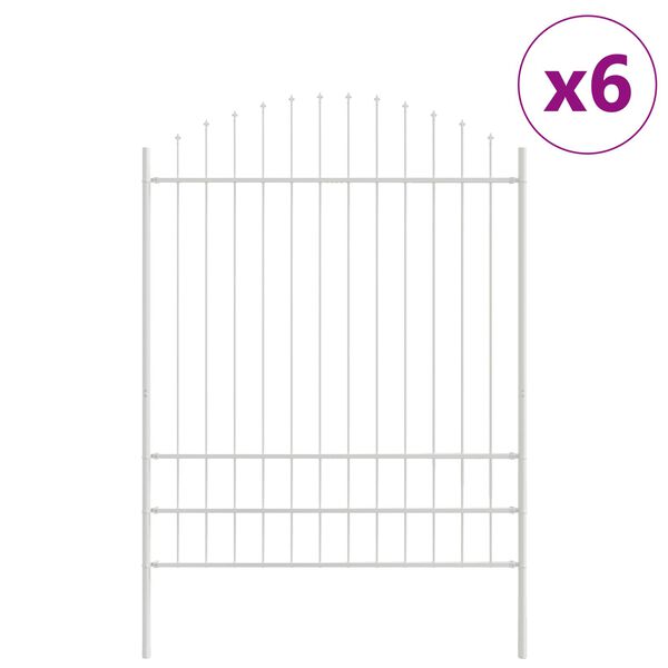vidaXL Gartenzaun 6 pcs Wei&szlig; 170 x 225 cm Pulverbeschichteter Stahl