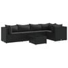 vidaXL 6-tlg. Garten-Lounge-Set mit Kissen Schwarz Poly Rattan