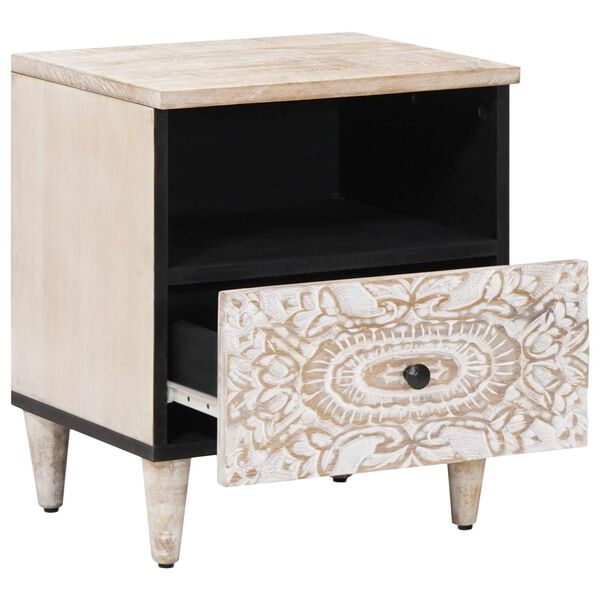 vidaXL Bettkasten mit Schubladen Wei&szlig; 40 x 33 x 46 cm Massivholz Mango