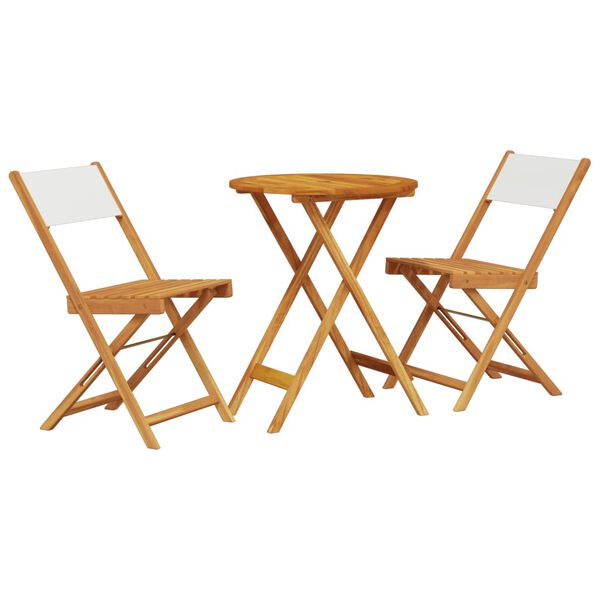 vidaXL 3-tlg. Bistro-Set Cremewei&szlig; Stoff und Massivholz