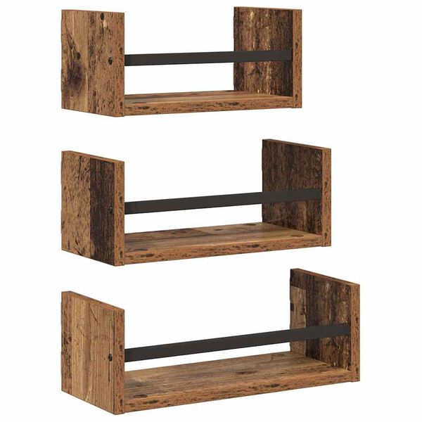 vidaXL Wandregal-Set mit Regal 3 pcs Altholz 40x16x14cm Holzwerkstoff