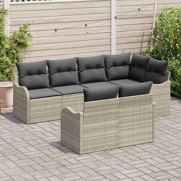 vidaXL Gartensofa-set Hellgrau Poly-Rattan