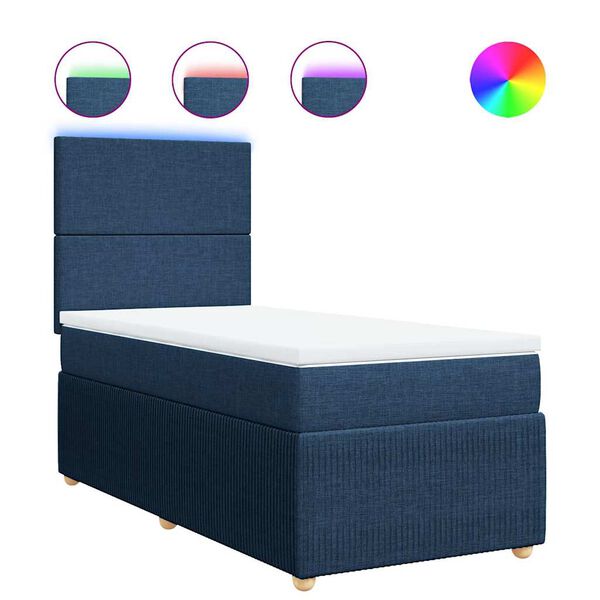 vidaXL Boxspringbett mit Matratze Blau 90x190 cm Stoff