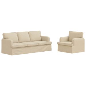 vidaXL Sofa 2 pcs Creme 144 x 80 x 85 cm Stoff