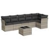 vidaXL 7-tlg. Garten-Sofagarnitur mit Kissen Hellgrau Poly Rattan
