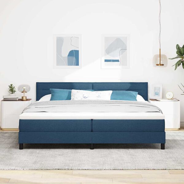 vidaXL Boxspringbett mit Kopfteil Blau 200 x 200 cm Stoff