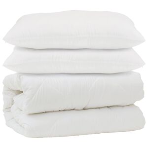 vidaXL Bettdecke mit Kissen 3 pcs Wei&szlig; Mikrofaser