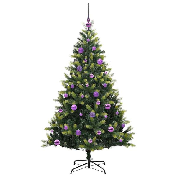 vidaXL K&uuml;nstlicher geflammter Weihnachtsbaum 150 LEDs Gr&uuml;n 150 cm