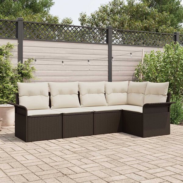 vidaXL Gartensofa-set mit Speicher 5 pcs Braun Poly-Rattan