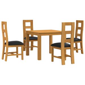 vidaXL Essgruppe 5 stk. Schwarz Massivholz Eiche
