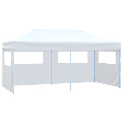 vidaXL Profi-Partyzelt Faltbar mit 4 Seitenwänden 3×6m Stahl Weiß