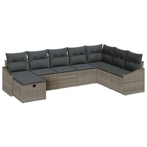 vidaXL Garten-Sofa-Set mit Kissen 8 pcs Grau Poly Rattan