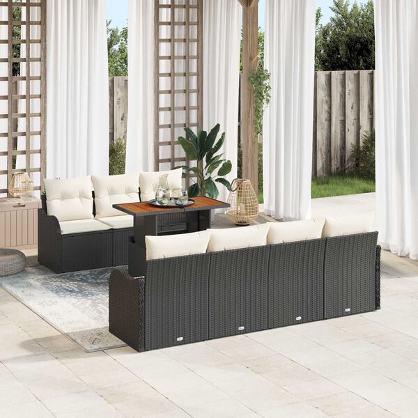 vidaXL Garten-Sofa-Set mit Kissen 8 pcs Schwarz und Creme