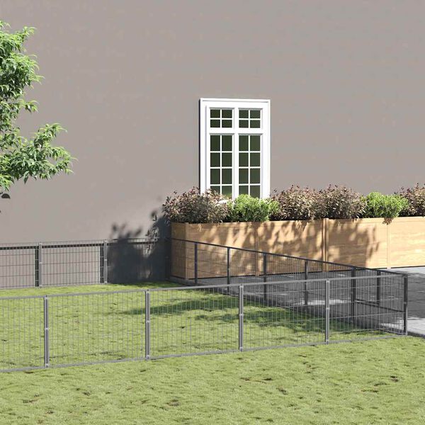 vidaXL Hundezwinger Silbern 36 m&sup2; Stahl