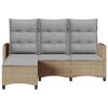 vidaXL Gartensofa mit Liegefunktion Kissen L-Form Beige Poly Rattan